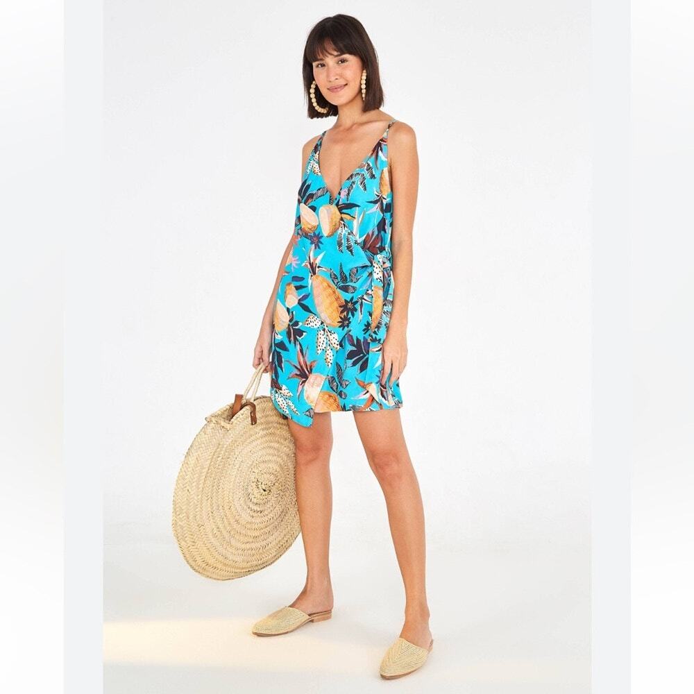 Farm Rio Pineapple Forest Mini Wrap Dress